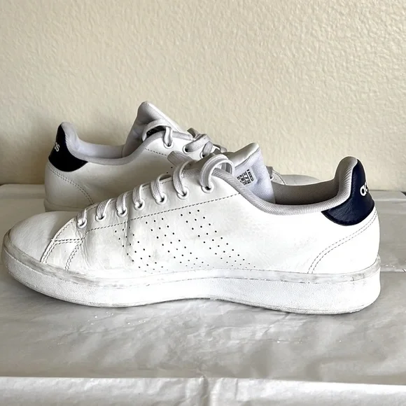 Adidas Men Advantage sneaker sz 10.5 in white/ navy - Picture 7 of 9